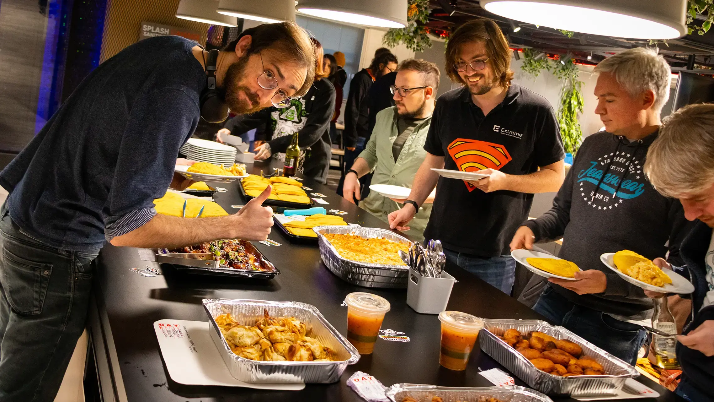 Splash Team enjoying a Black History Month buffet